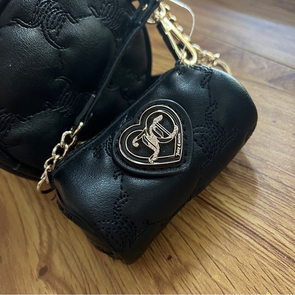 NWT Juicy Couture Choose Juicy II Quilted Barrel Bag w/Mini Bag in Liquorice - Picture 6 of 14